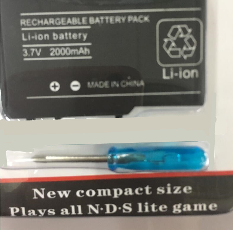 TWO (2) PACK Replacement Battery 2000mAh Nintendo DS Lite NDSL +Screwdriver