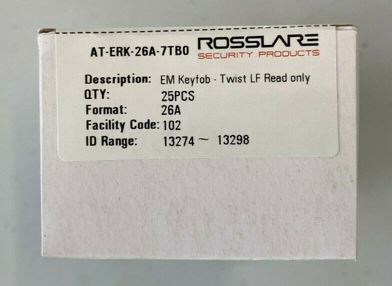 ROSSLARE KEY FOB AT-ERK-26A-7TBO 125KHZ READ-ONLY PROXI TAGS 25 units/Pack NEW