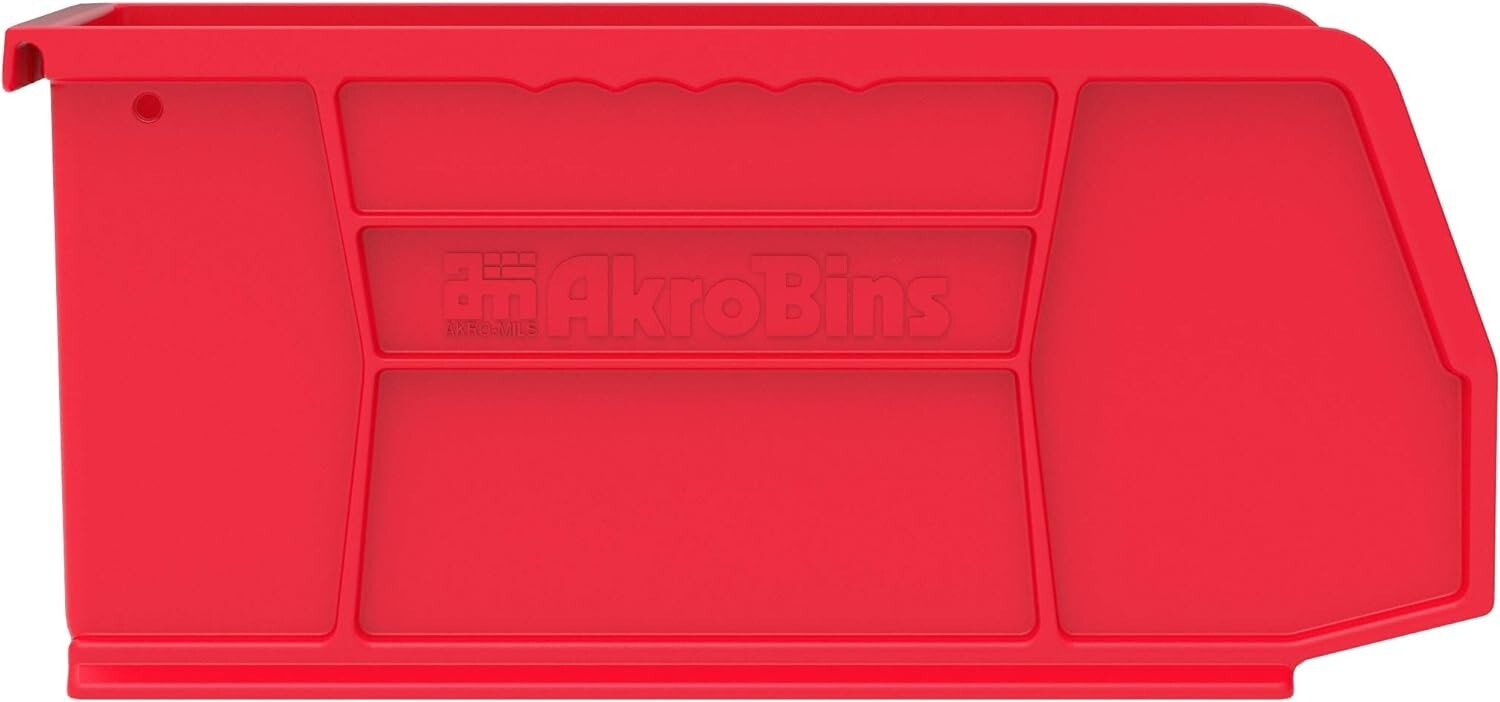 Stackable Storage Organizer Bin - 11-Inch x 5-Inch x 5-Inch - Red - 12-Pack