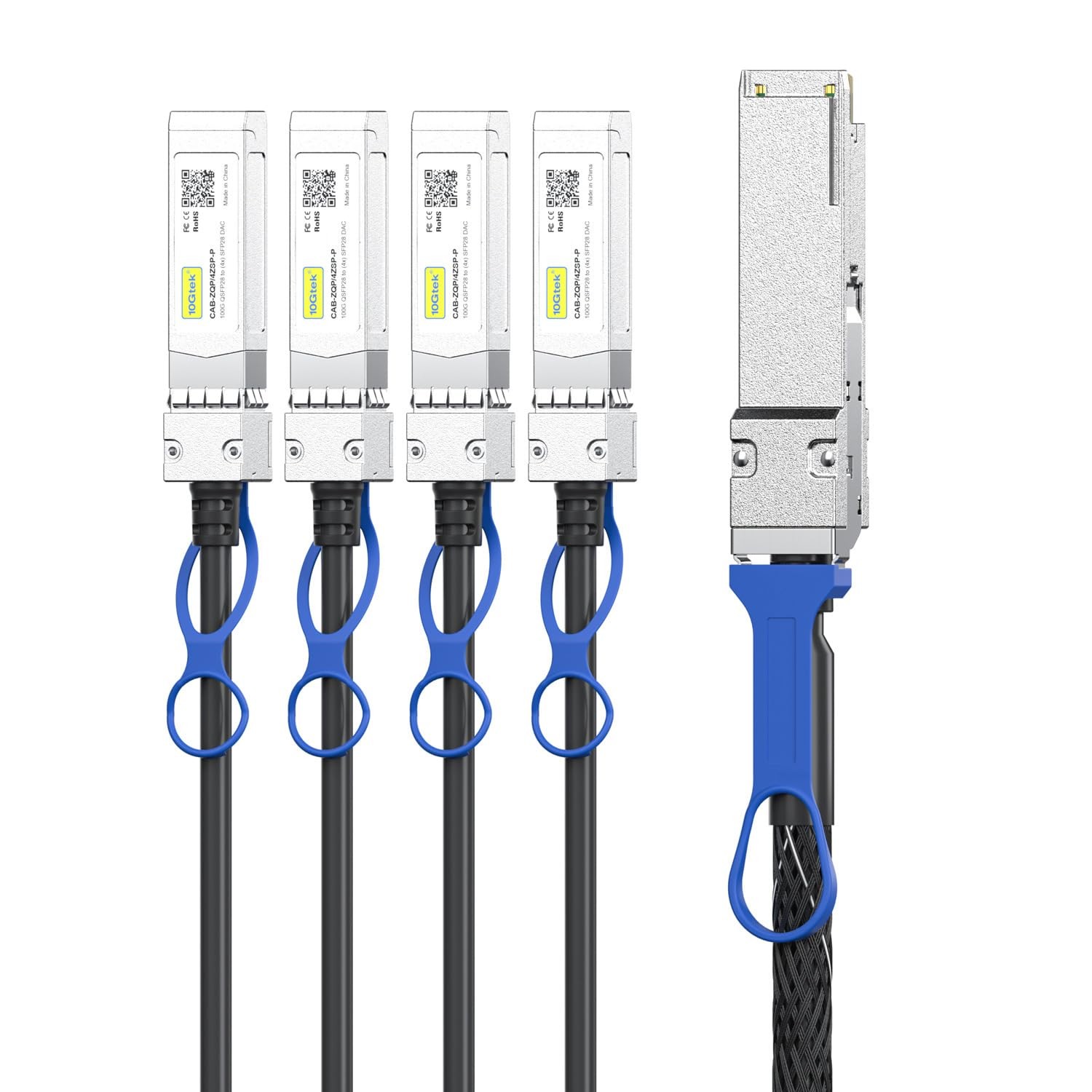 10Gtek 100G QSFP28 to 4X 25G SFP28 Breakout DAC Passive 1m, Q28-4S