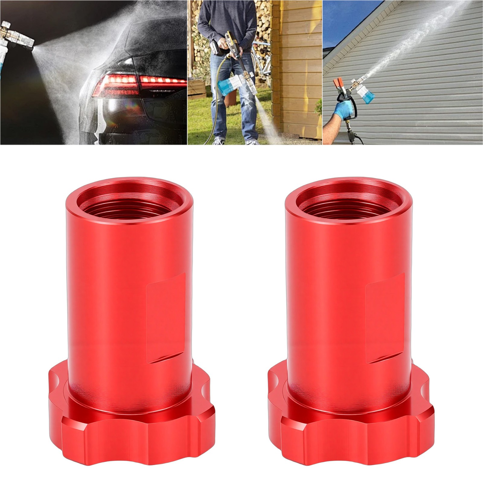 2-Pack Red Spray Cup Adapter Internal Thread M16*1.5mm