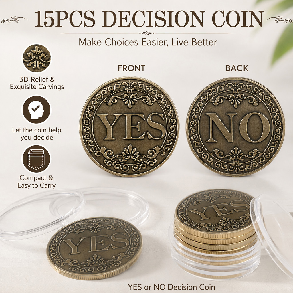 15PCS Yes/No Flip Challenge Coin, Decision Coin ,Novelty Gift