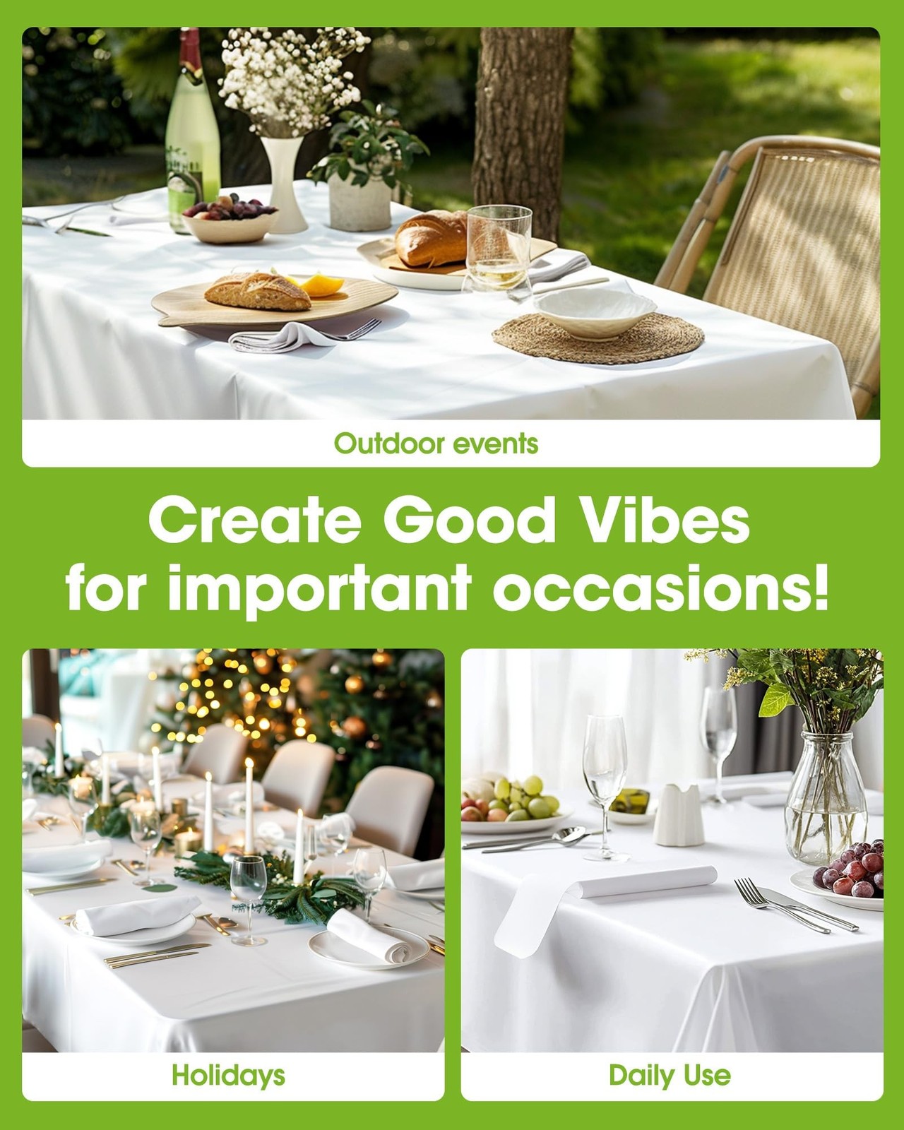 Pureegg Plastic Table Cloth Disposable 10 Pack, 52 x 70 Inch Table Cloths, Di...