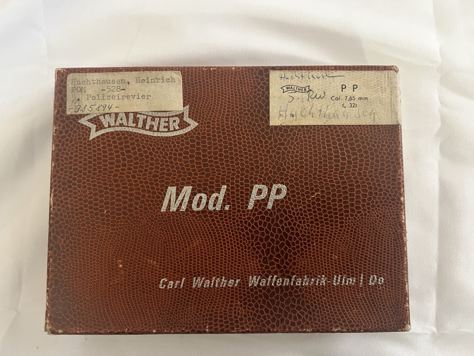 Walther Model PP alligator box cal. 7.65 mm GUN BOX