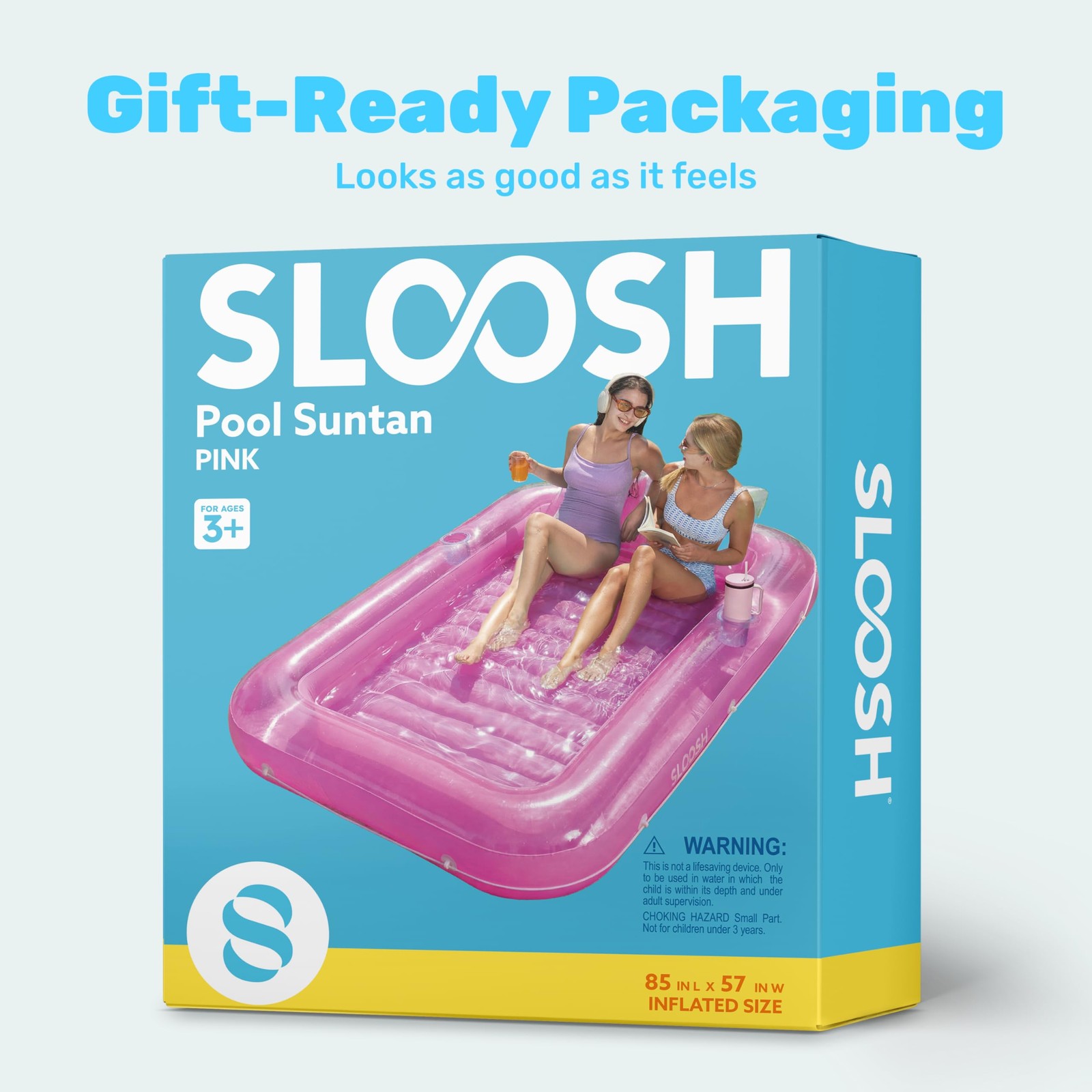 SLOOSH Inflatable Tanning Pool Lounger Float, 85" x 57" Extra Large Pool Floats