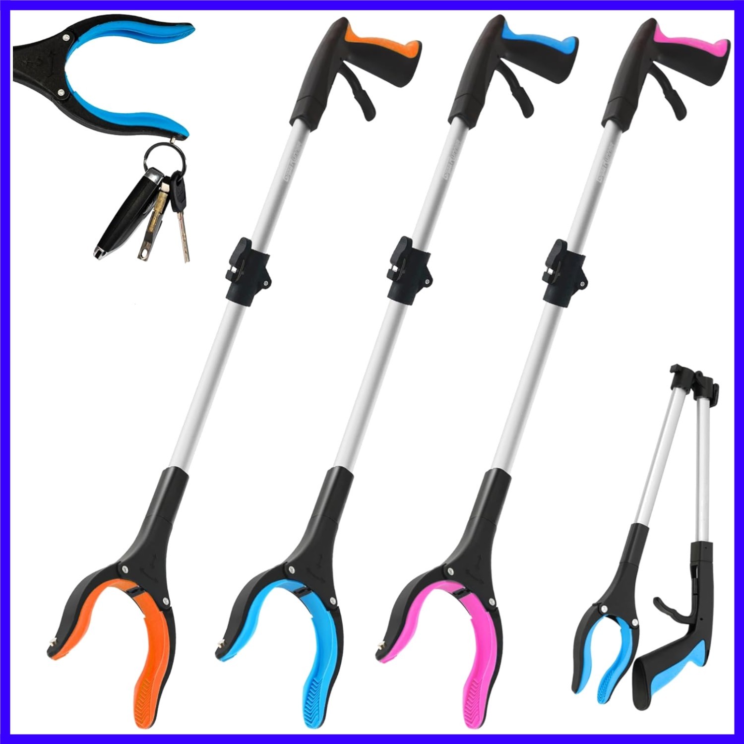 32" Grabber Reacher Tool – 3 Pack Foldable Reacher Grabber Pickup Tools for S...
