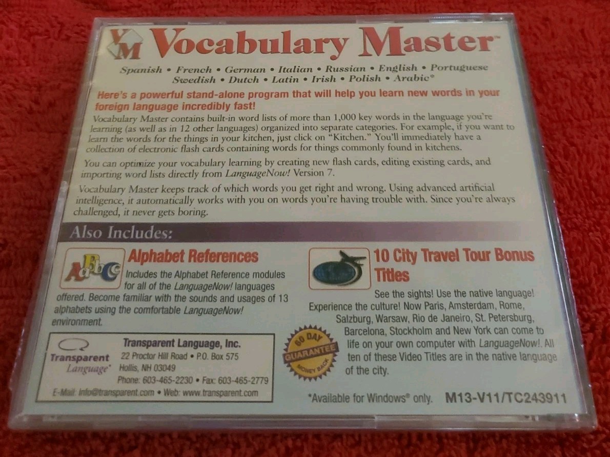 Vocabulary Master Cd-Rom Windows & MAC Installations Includes Alphabet ☆Sealed