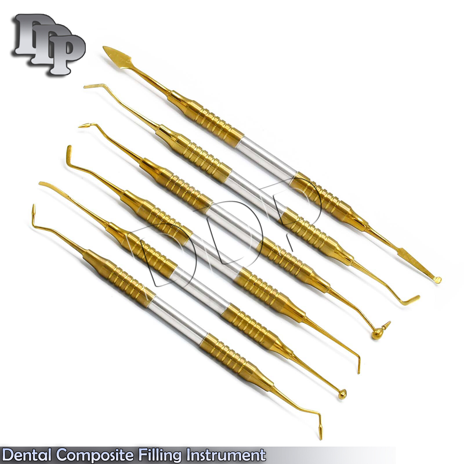 6 Pcs Dental Composite Filling Instrument Gold Titanium Coated Restorati DN-2189