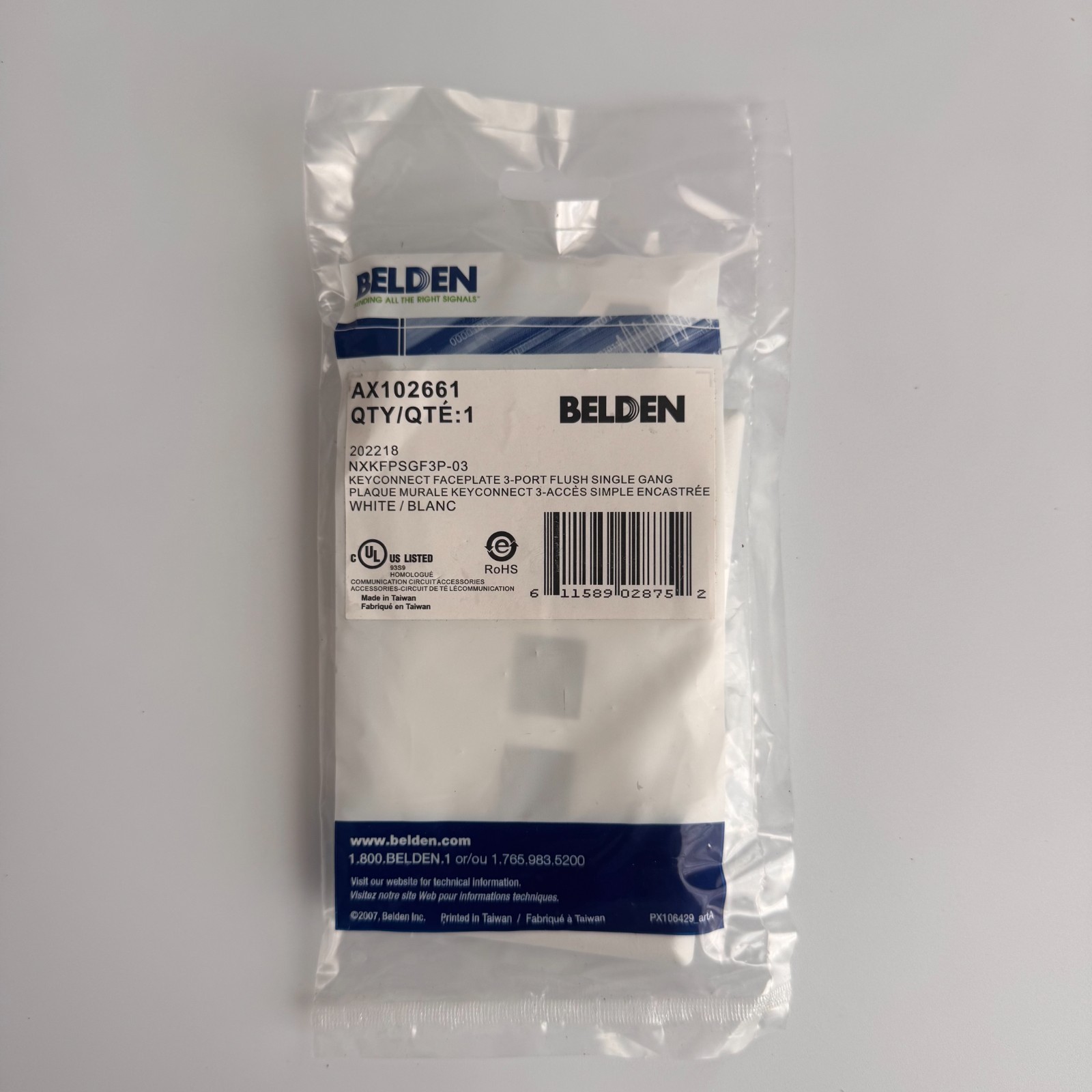 Lot of 4 Belden AX102661 KeyConnect Faceplate 3-Port Single Gang White NEW NIP