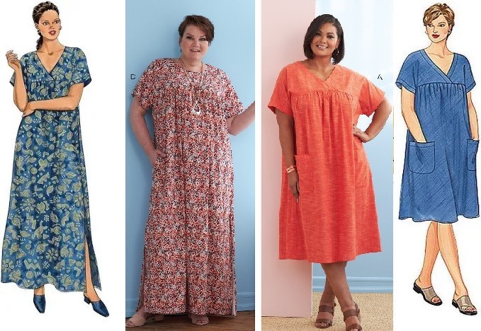 Butterick 6755 Sz 18-24 EASY Muumuu Loose House Dress Pockets Plus Size Pattern