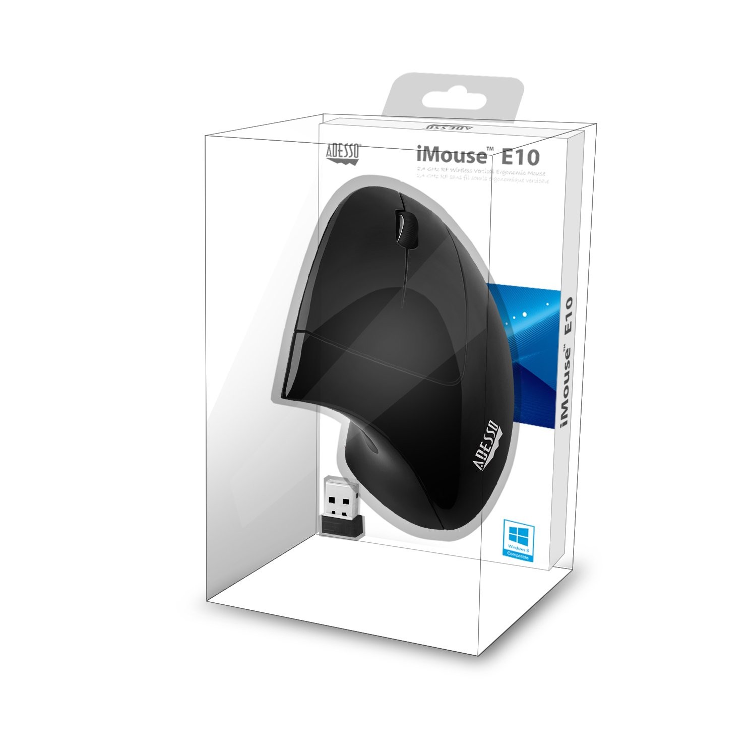 Adesso iMouse E10 Vertical Ergonomic Optical 6-Button Mouse, Black black