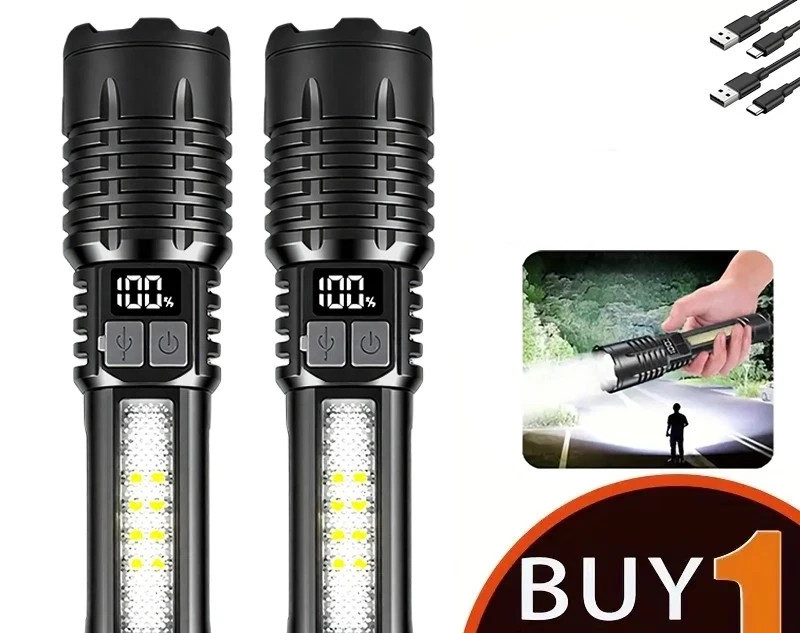 990000000 Lumen Super Bright LED Tactical Flashlight Rechargeable LED Work Light