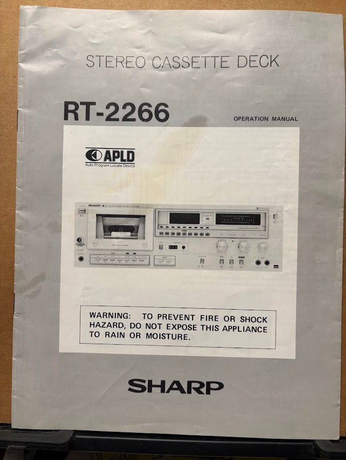 Sharp Owner Operation Manual ~ RT-2266 Cassette Deck