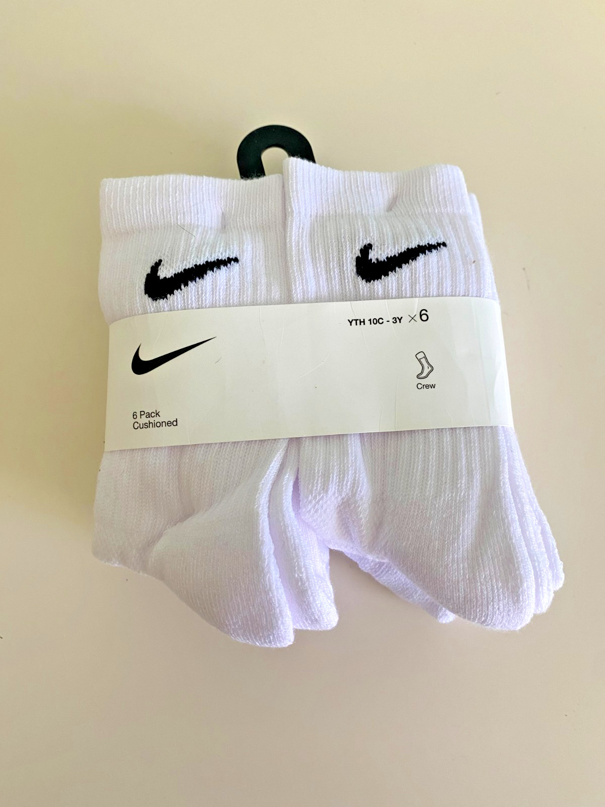 Nike Kids Performance Crew Cushioned Sock Size XS 5-7 Shoe Size 10C-3Y 6PACK