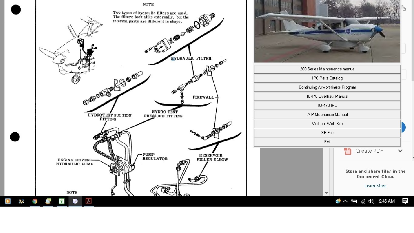 Cessna 205  maintenance library service manual set n engine 1963 - 1964