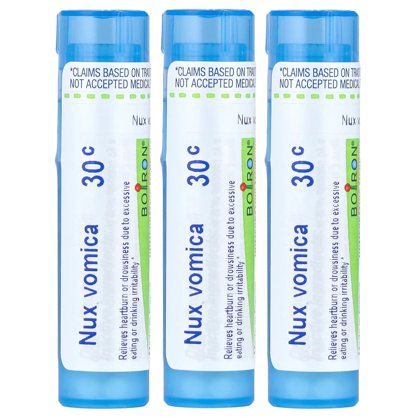 Nux Vomica 30C, 3 Tubes, Approx 80 Pellets Each