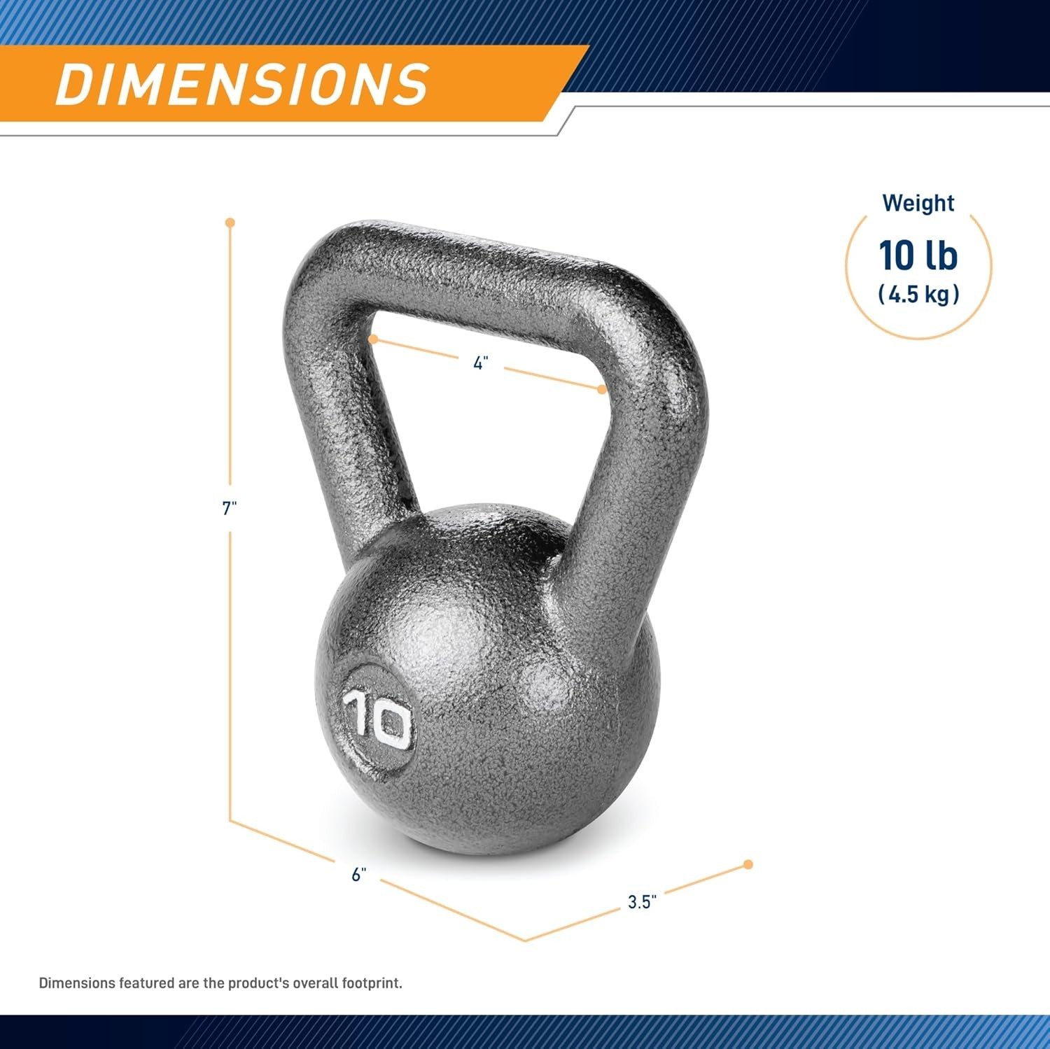 Rust-Resistant Hammertone Kettlebell 10 lbs - Ergonomic Design for Secure Grip