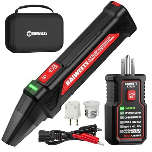 Circuit Breaker Finder Tool Kit, GFCI Outlet Tester with Dual-Sided LED