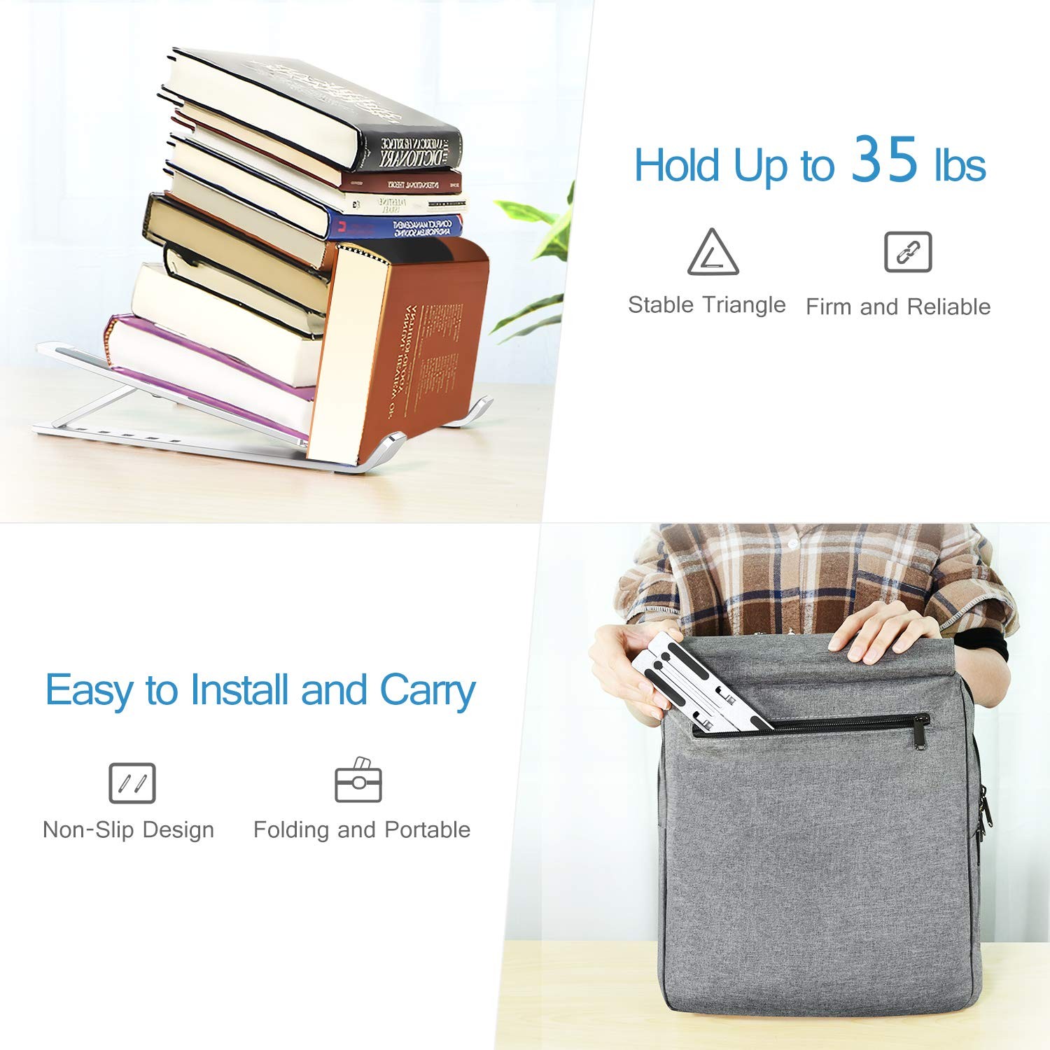 ivoler Laptop Stand, Holder Riser Computer Tablet 6 A-Silver
