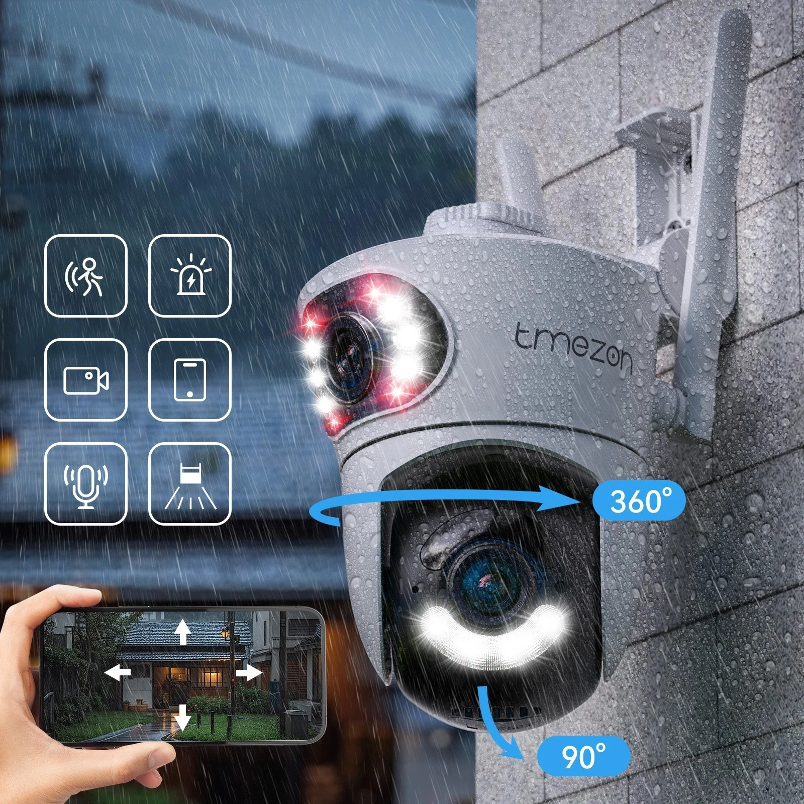 Security Camera Dual Lens Wireless WiFi PTZ for Home Security Auto Tracking