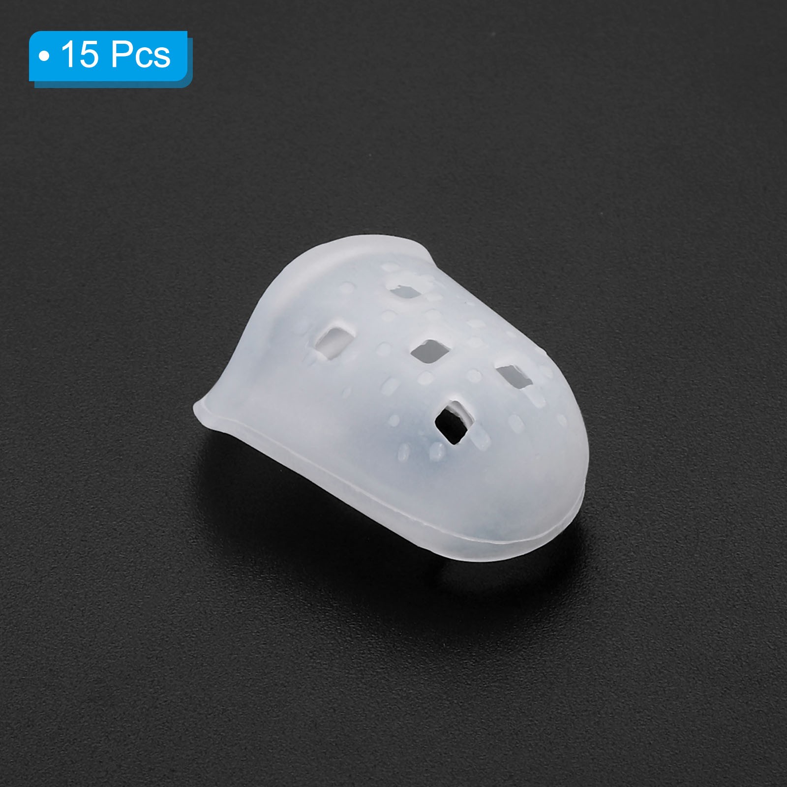 15pcs Finger Tips Silicone Thumb Fingertip Protector Thimble Clear Small Size