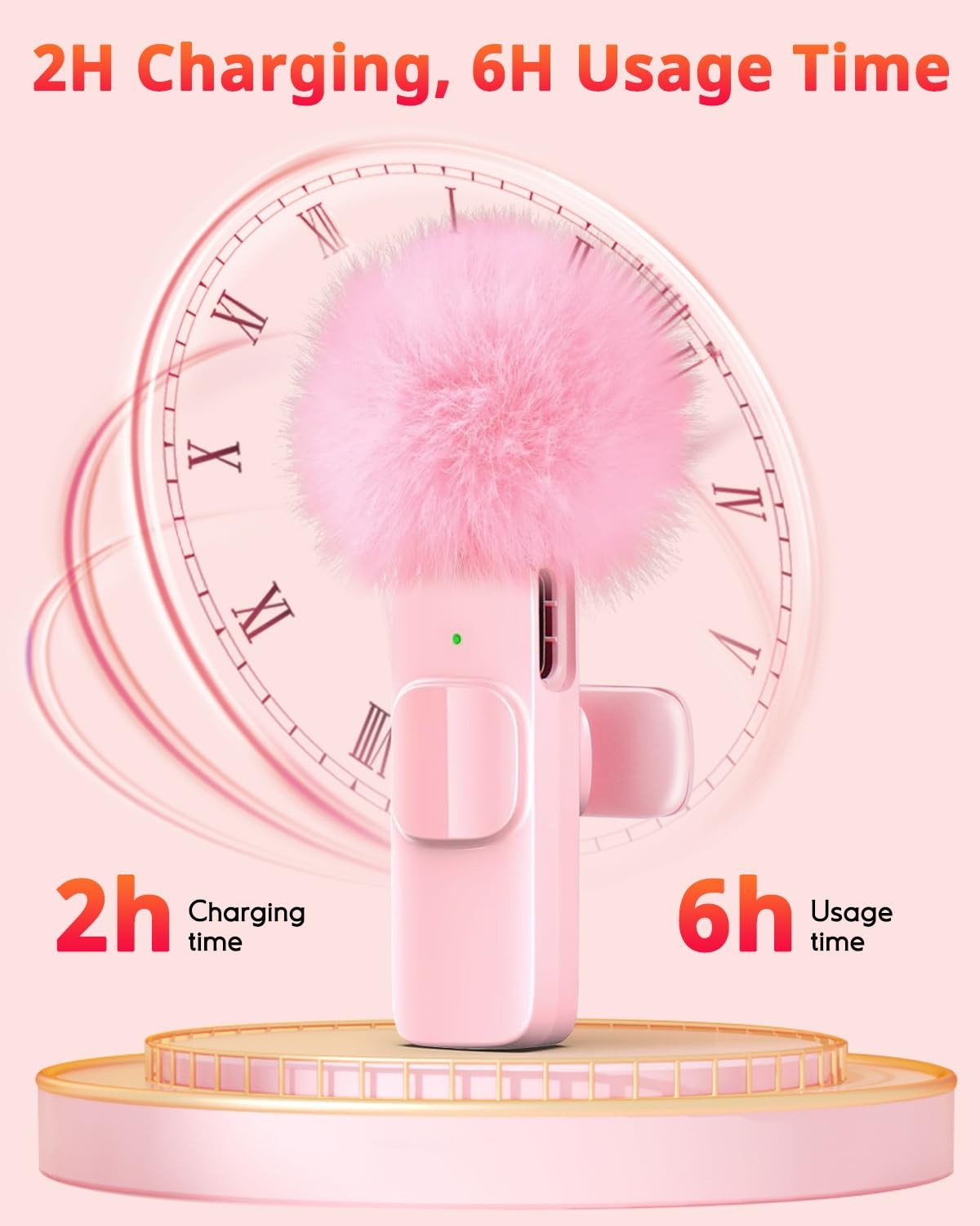 KoXeetech Pink Mini Wireless Microphone for iPhone & Android, mini, pink