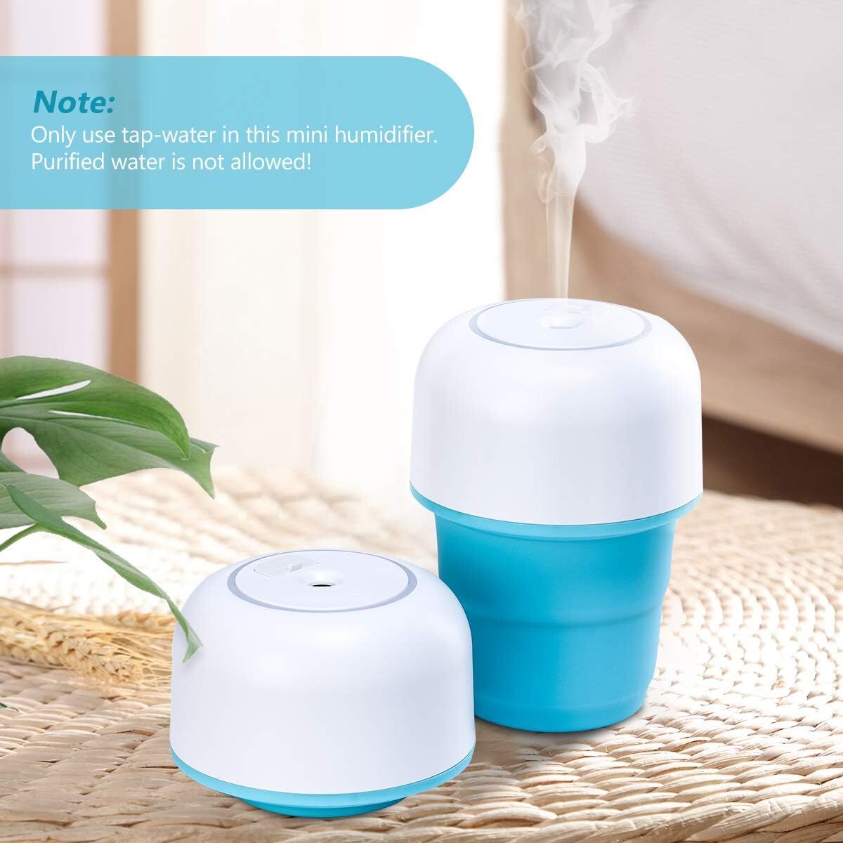 Tikaton Travel Humidifier,Portable Personal Humidifier W/ Collapsible Water Tank
