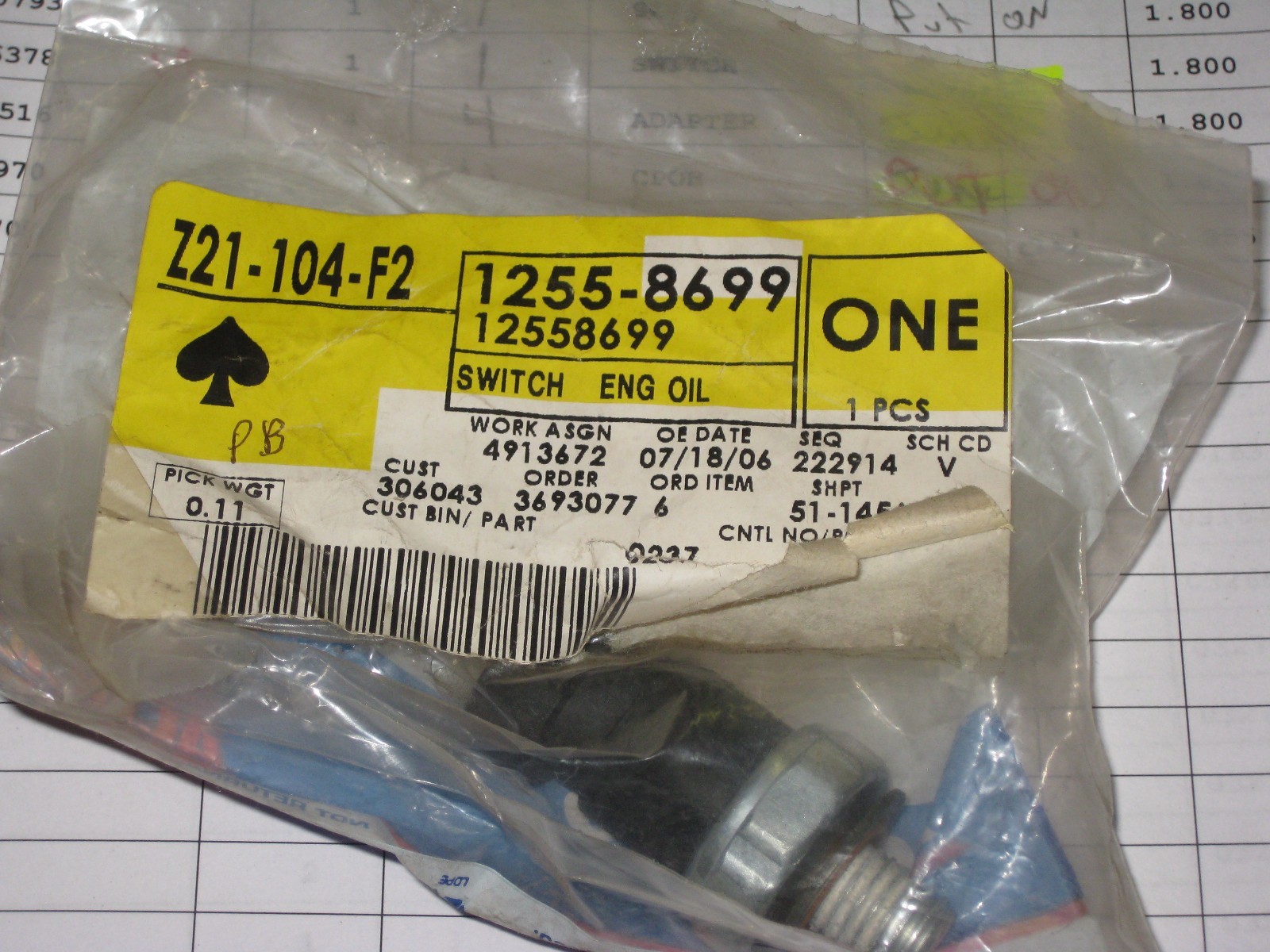 ACDelco 12558869 Engine Oil Pressure Switch