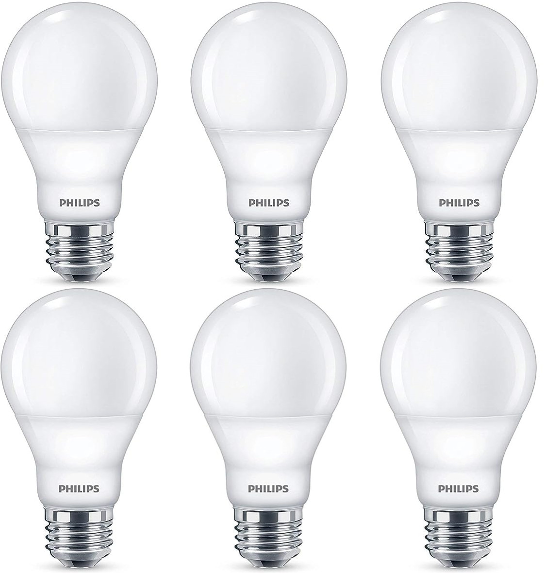 Philips LED Dimmable A19 Light Bulb with Warm Glow Effect 6 pack