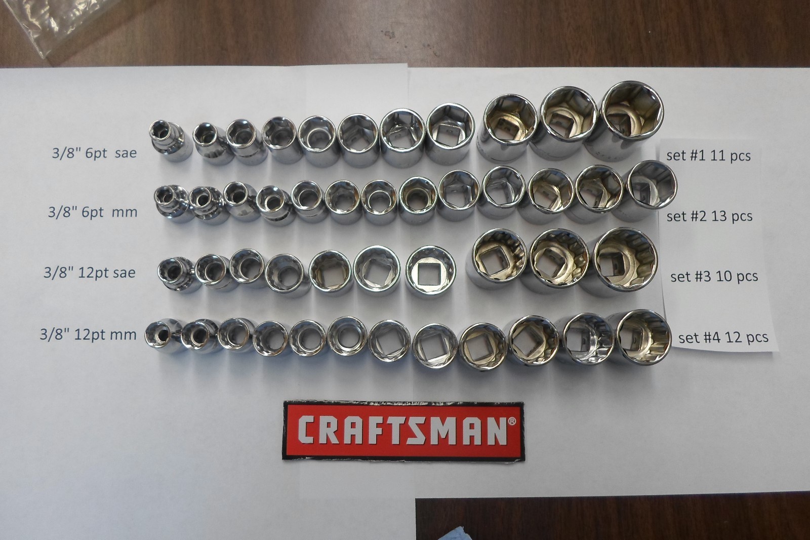 CRAFTSMAN 3/8" SOCKET SET 4 TO CHOOSE FROM SAE MM 6PT 12PT