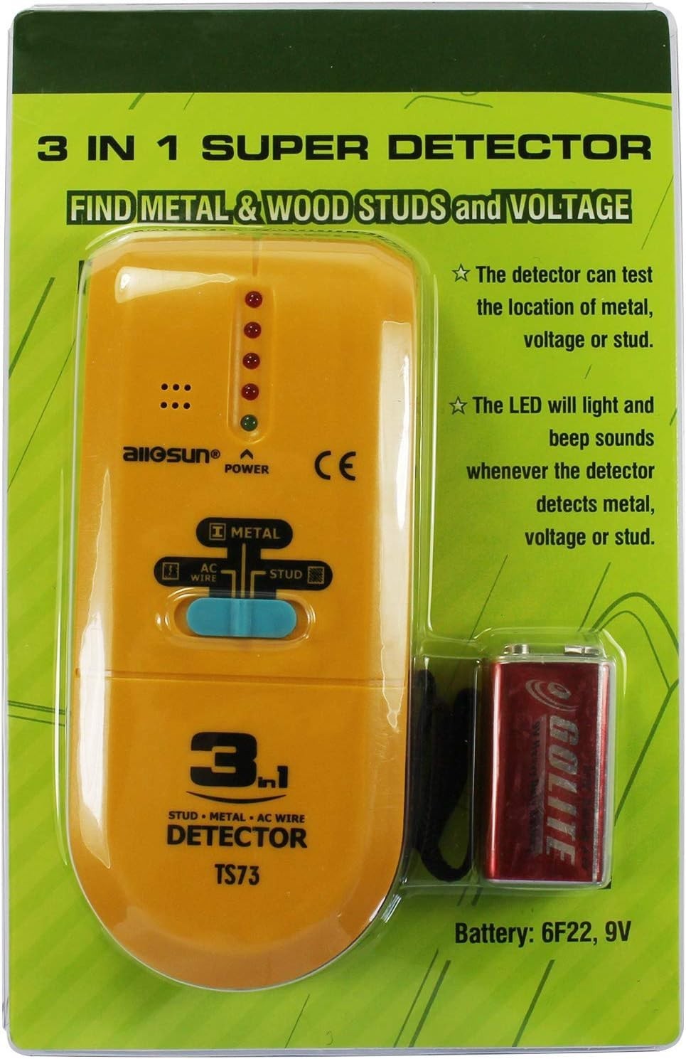 ALLOSUN 3 in 1 LED Wood Stud FinderMulti Stud ScannerElectronic Stud Sensor W...