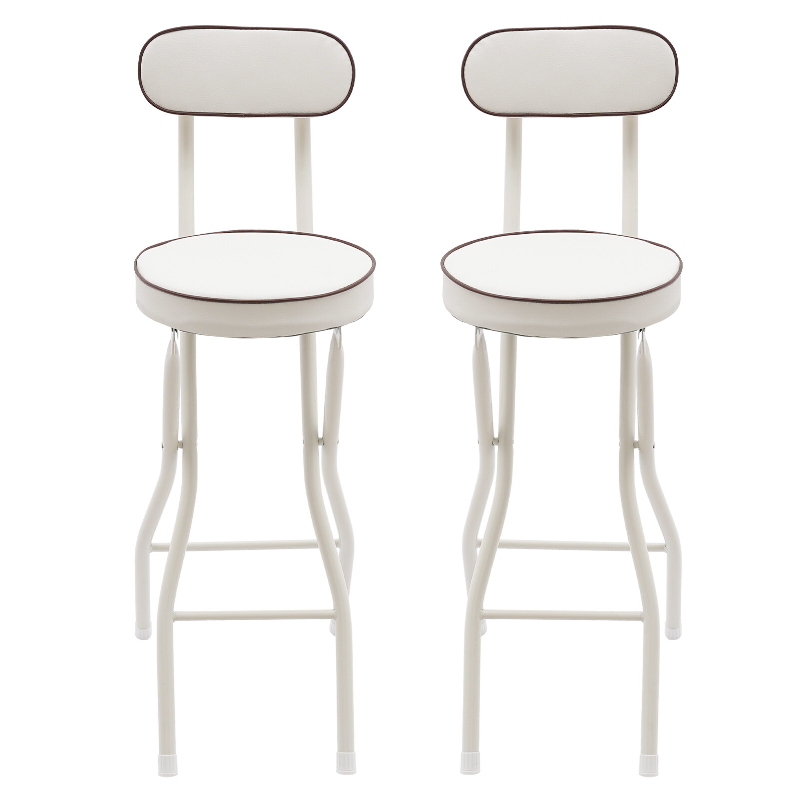 2PCS Bar Stool Portable Folding Stool Padded Folding High Chairs White