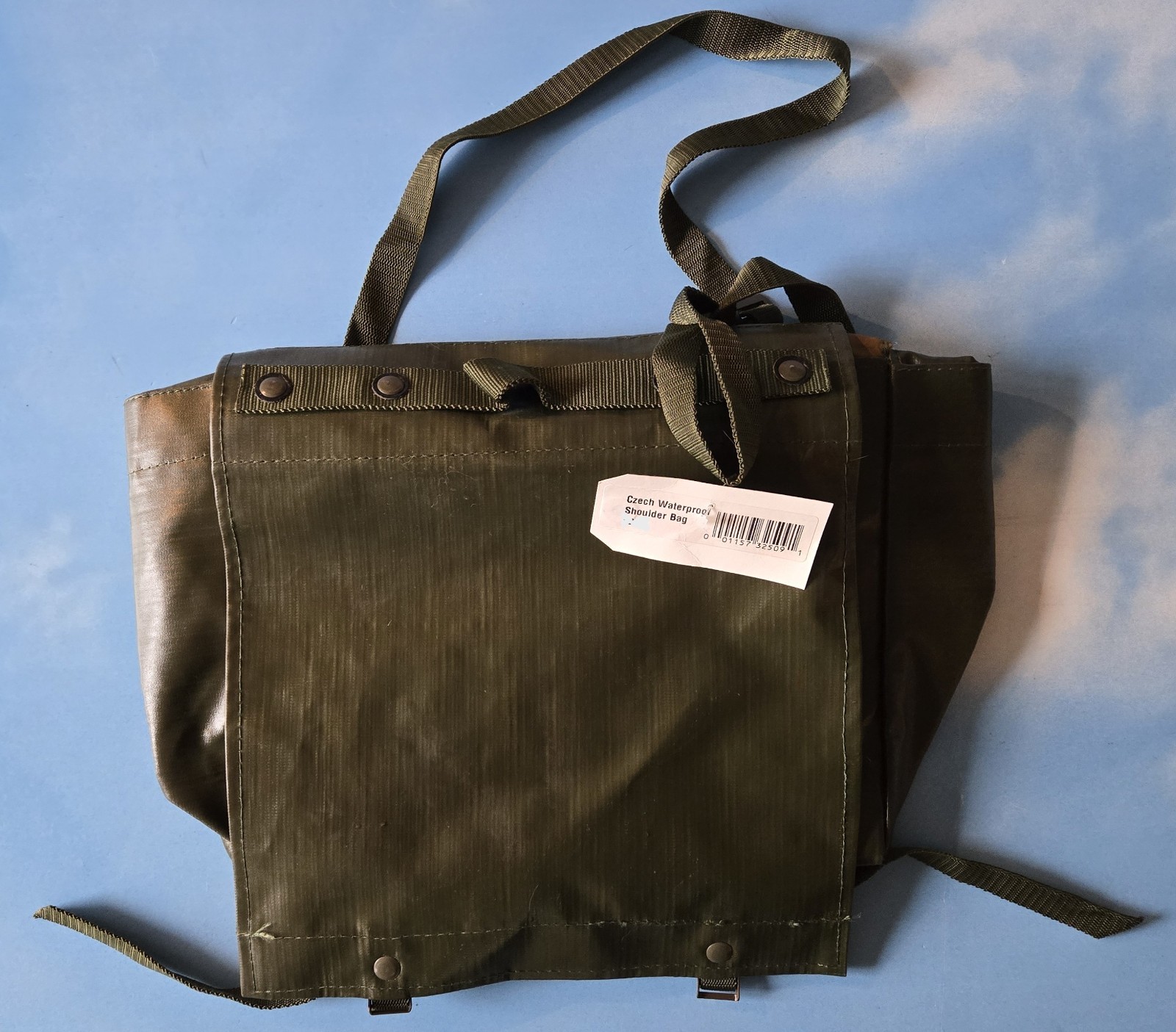 Vintage Czech Military Surplus Waterproof Shoulder Messenger Bag Green Drab 10x9