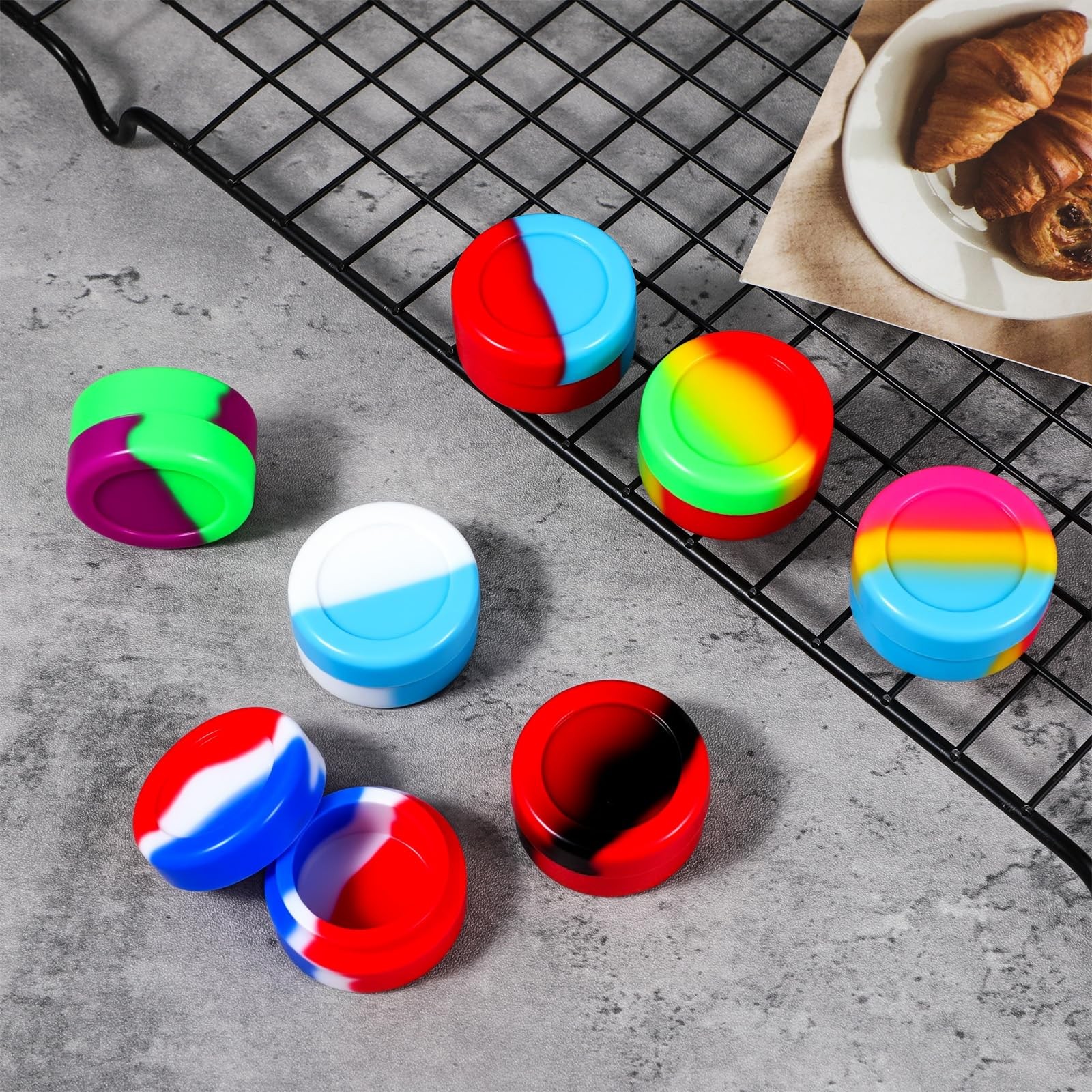 50 PCS 5ml Silicone Container NonStick Multi Use Storage Jar Assorted Color