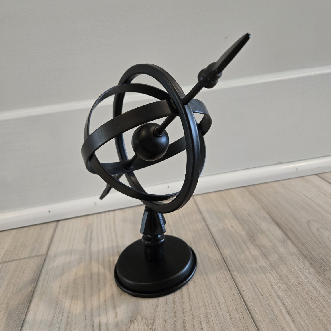 Black Metal Tabletop Armillary Sphere Decorative Globe with Metal Base
