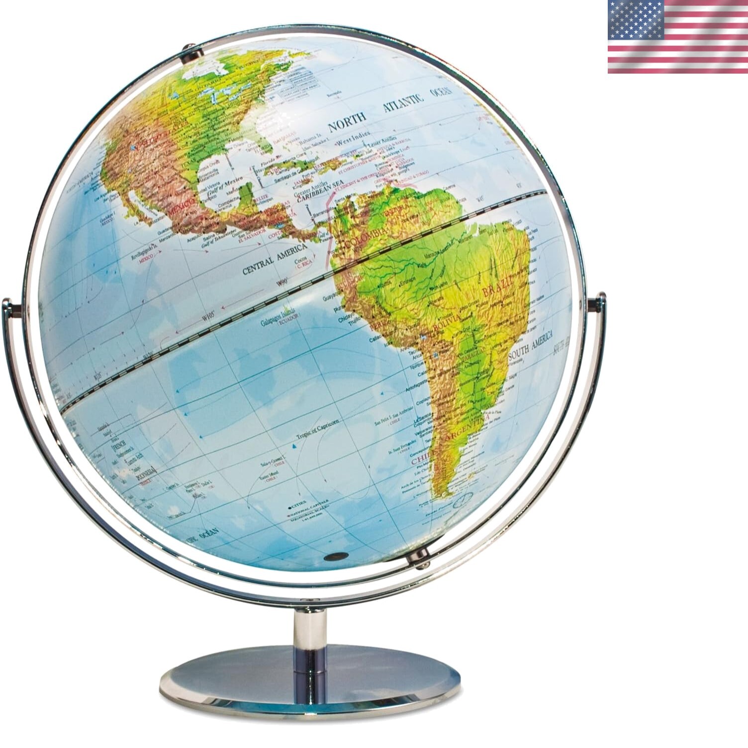 12 Inch Desktop World Globe with Blue Oceans 30502,13 W x 12 D x 15 H in