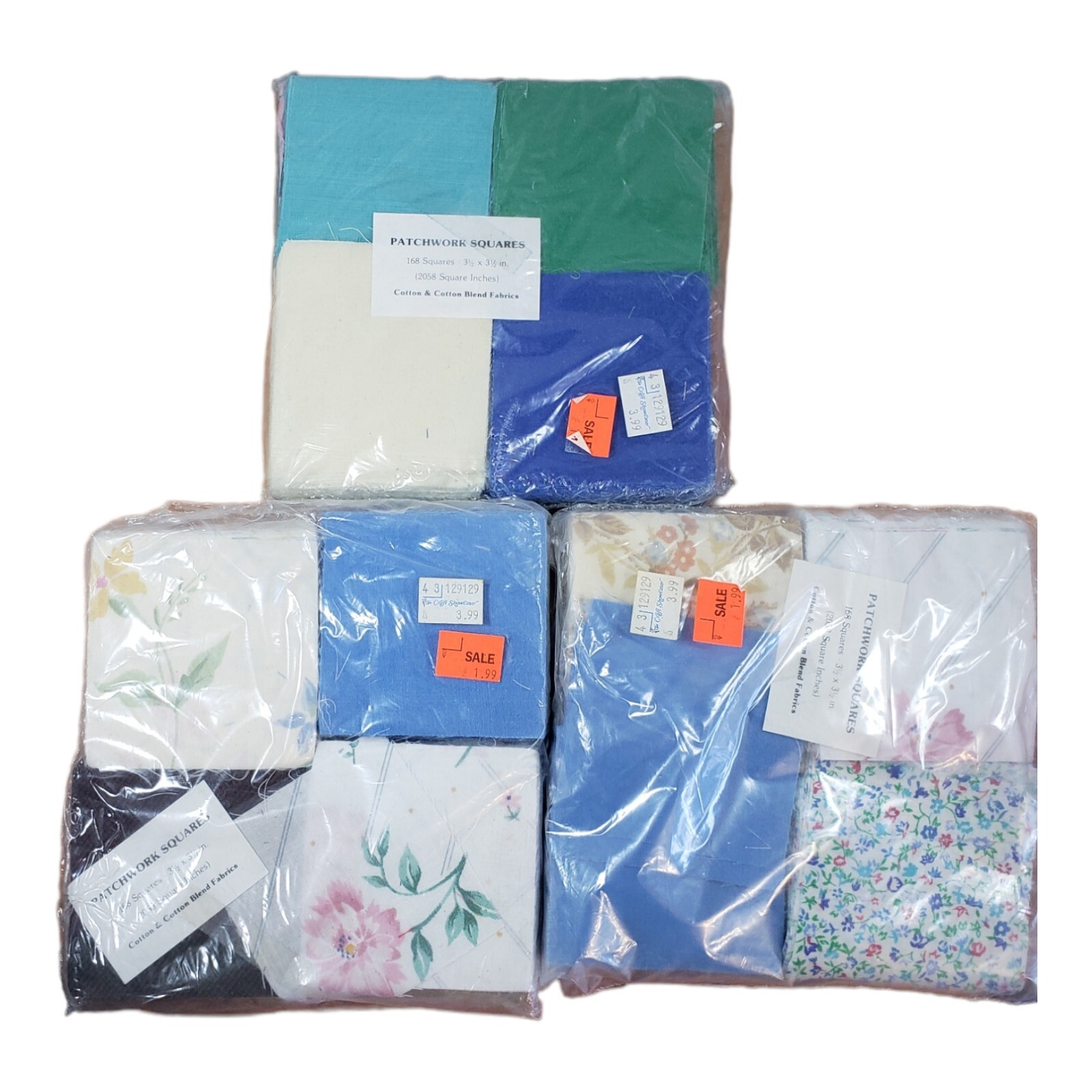Patchwork Squares New Old Stock 3.5" Square cotton and cotton blend