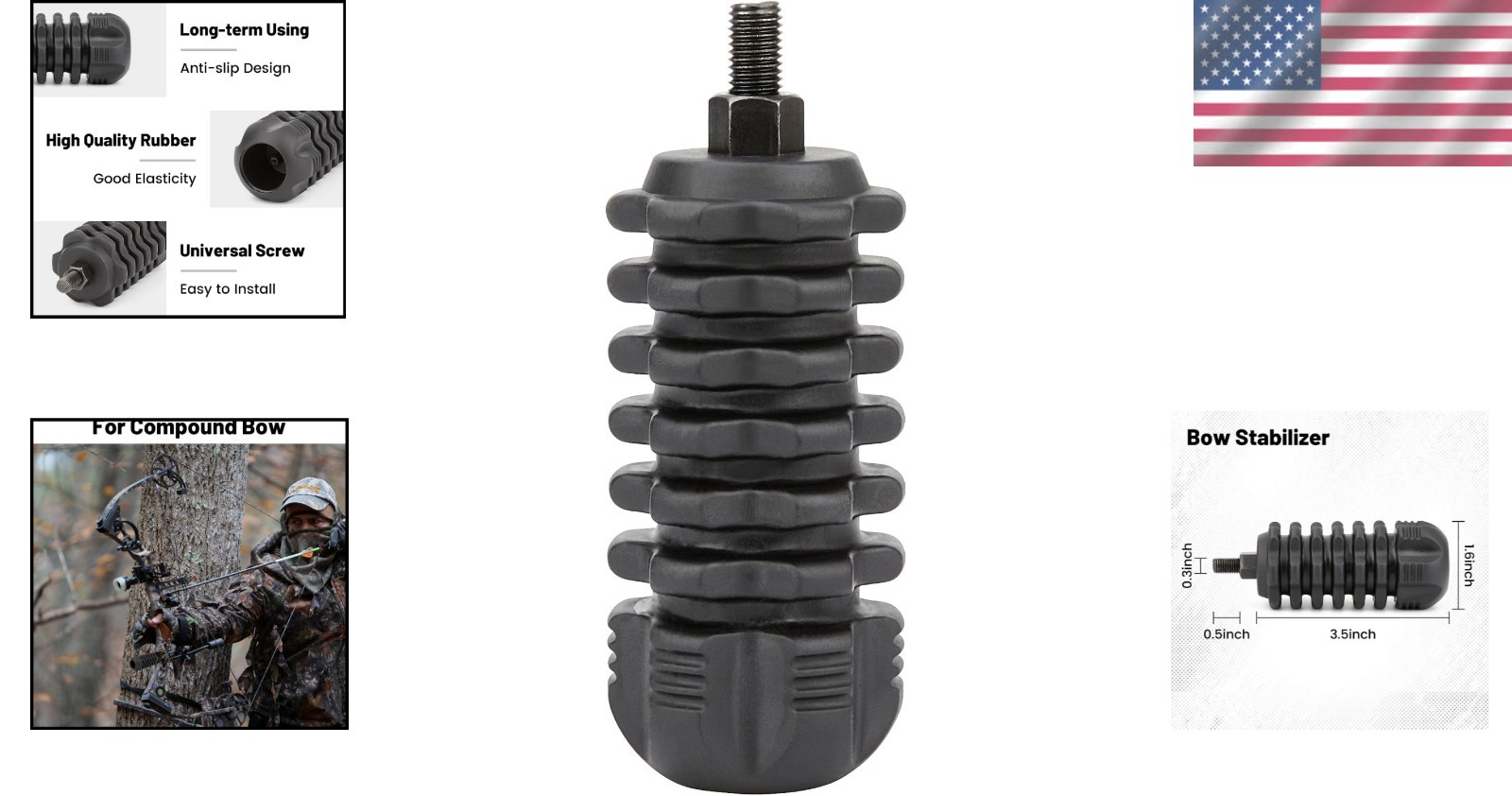 Lightweight Universal Bow Stabilizer Set with Vibration Dampening - 4 Pack