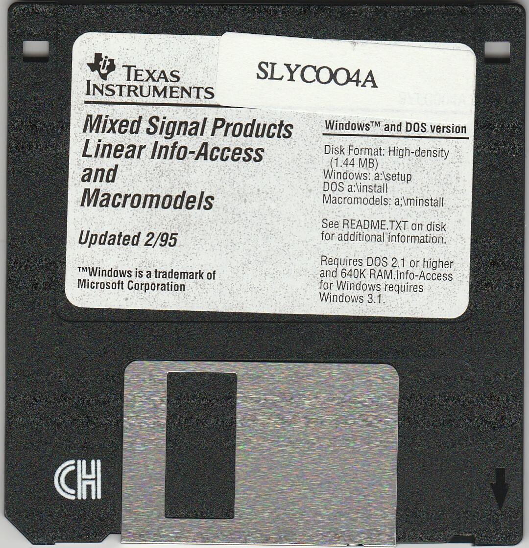 Mixed Signal Products Info-Access & Macromodels by Texas Instruments ~ 3.5" disk
