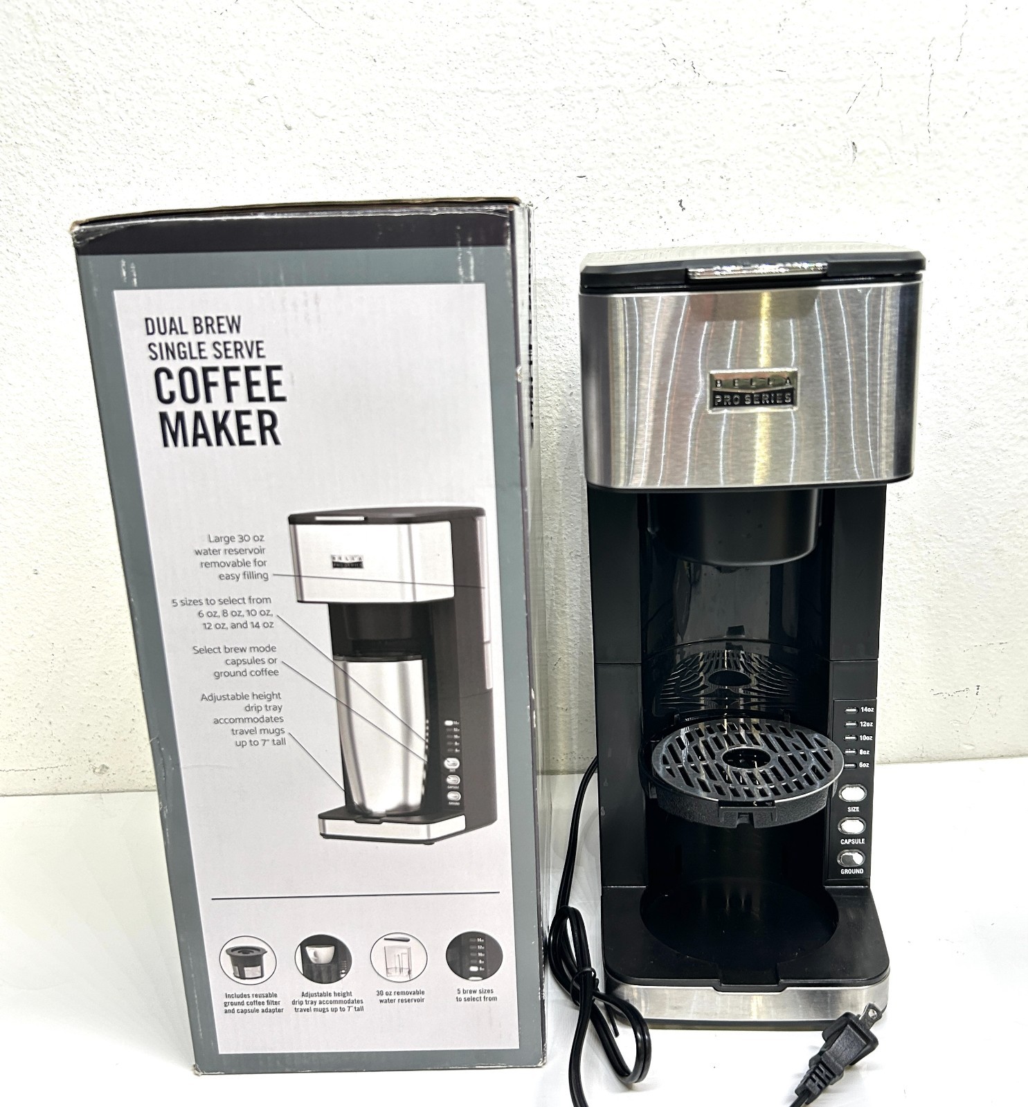 Bella Pro Series Dual Brew Single Serve Coffee Maker Model  90192 - Great Cond