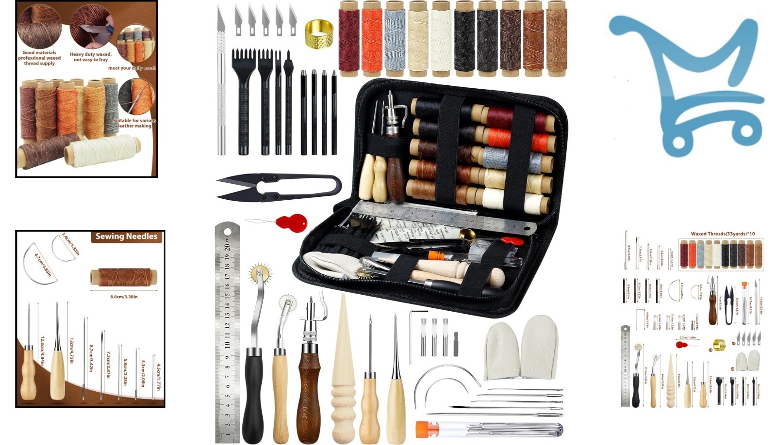 Leather Working Tools Kit for Beginners Leather Crafting Supplies Set for DIY...