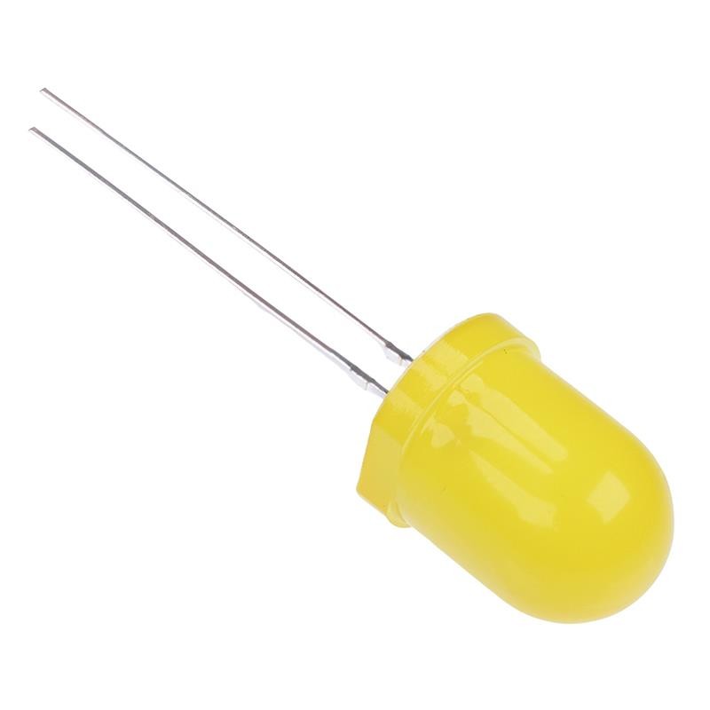 100 x Yellow 10mm Diffused LED 210mcd 60°