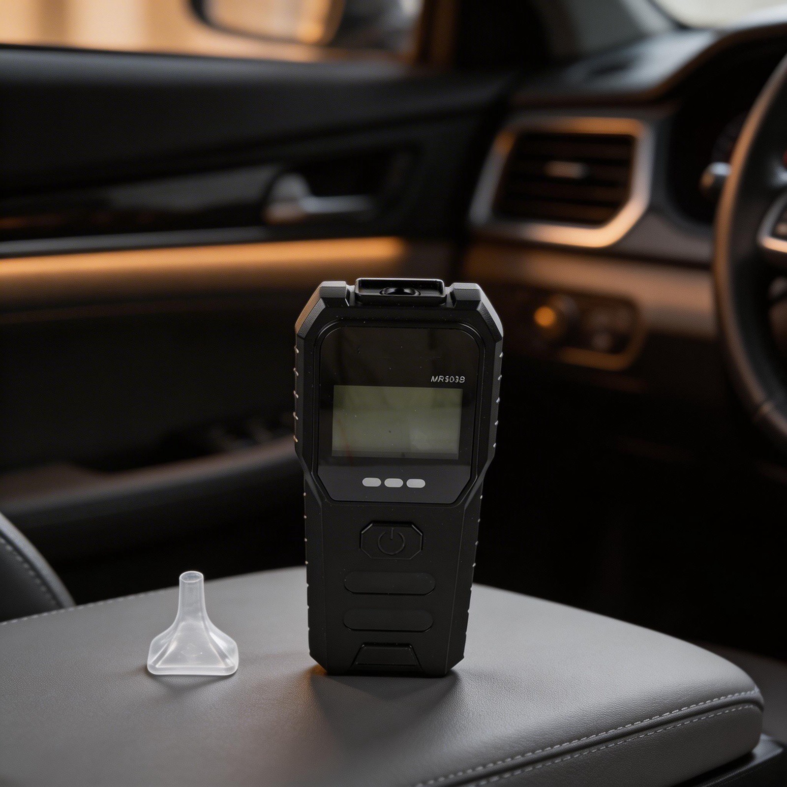 Compact Black Breathalyzer with LED Display and Bilingual Voice Support