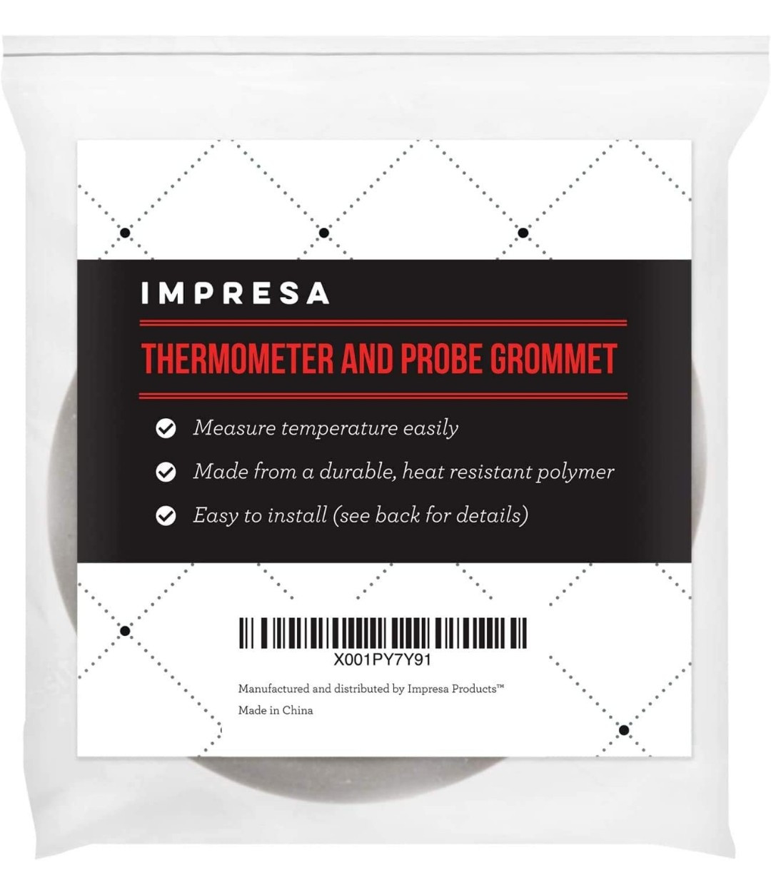 IMPRESA 2 Pack Thermometer and Probe Grommet for Grills - Compatible with Weber