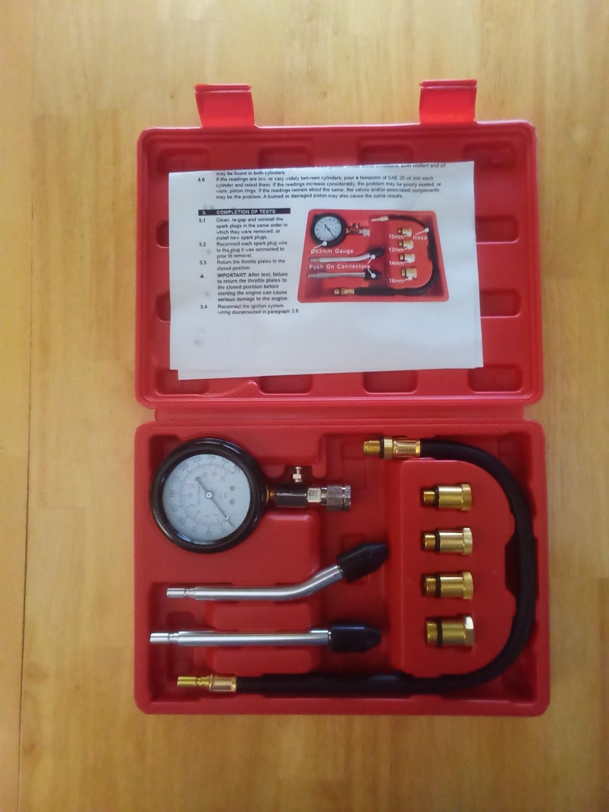 Quick & Accurate Petrol Engine Compression Tester Kit - 8-Piece Automotive Tool
