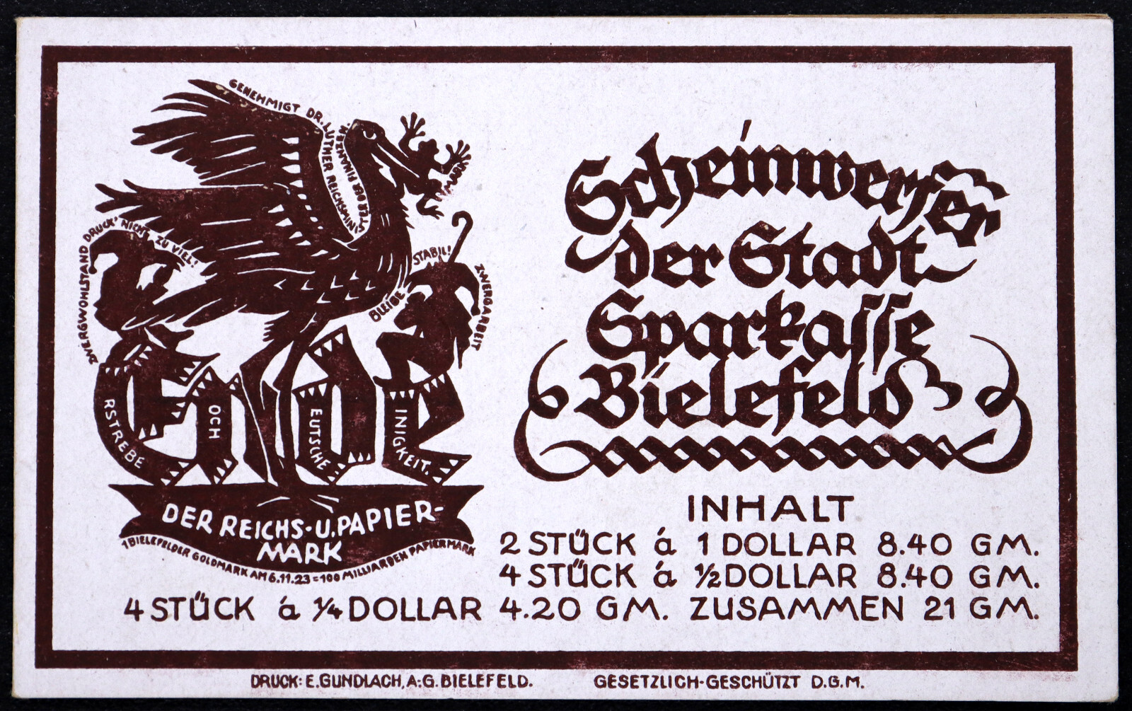 Intact Booklet w/10 Gold Notes! BIELEFELD 1923 Scheinwerfer-Heft German Notgeld