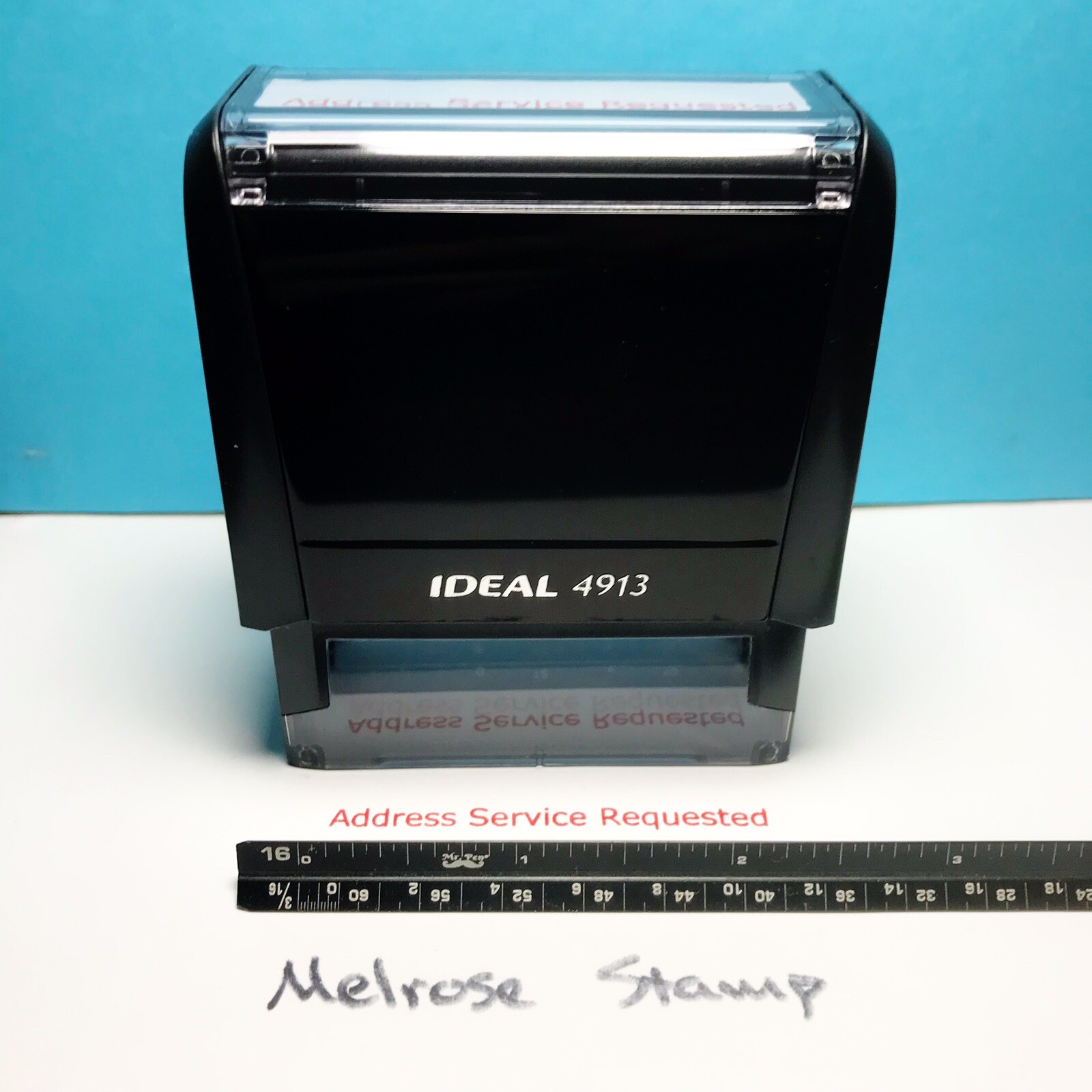 Address Service Requested Self Inking Rubber Stamp Red Ink Ideal 4913