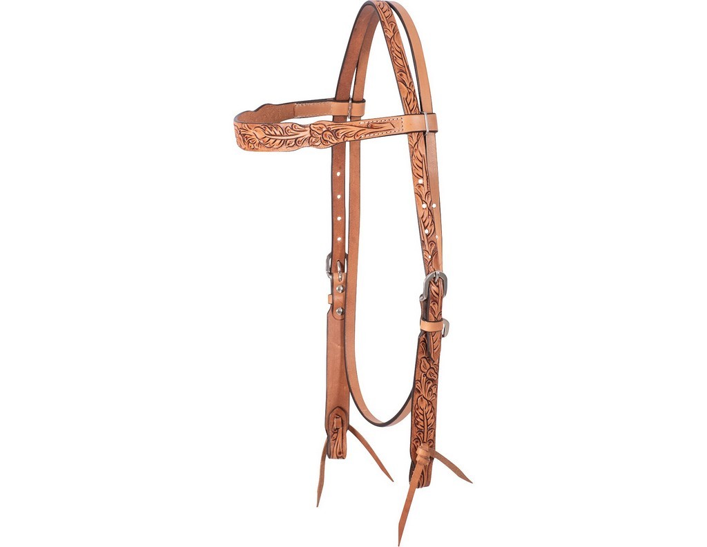 Cashel Headstall Browband Antique Stamped Tooling Brown SA-HBAL