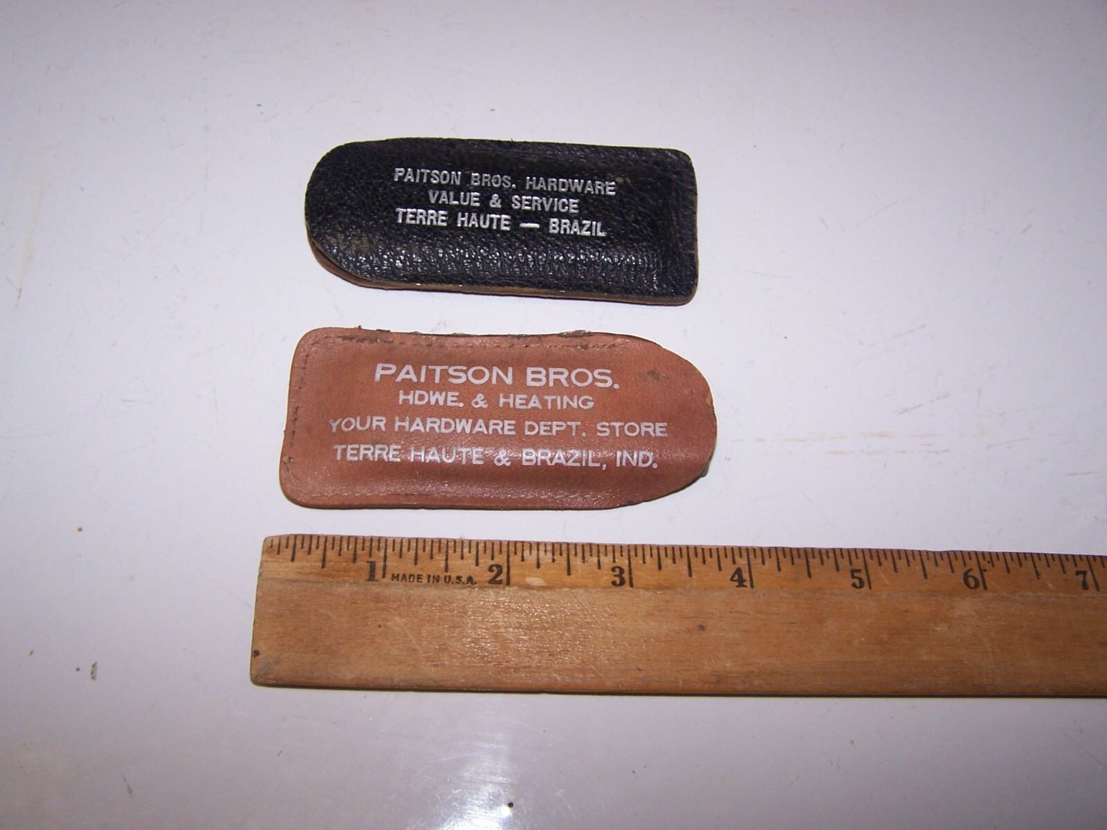 2 PAITSON BROS HARDWARE Carborundum Sharpening Stones TERRE HAUTE BRAZIL INDIANA