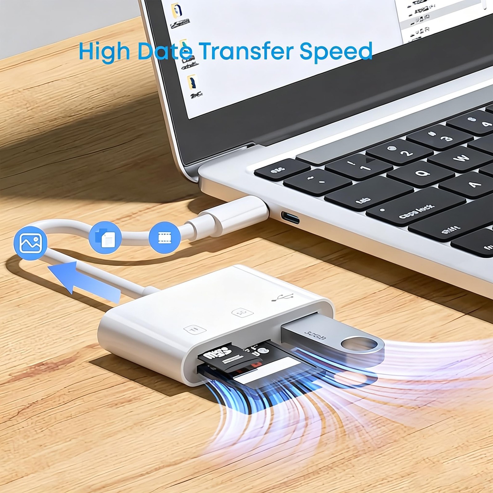 USB C SD/TF Card Reader - 3 in 1 Type C to TF/SD/USB Disk Reader Adapter